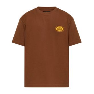 Woolrich Tops, Heren, Bruin, XL, Katoen, Katoenen T-shirt met logoprint