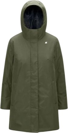 K-Way Parkas, female, Green, XL, Sophie Soft Touch Long Hooded Jacket