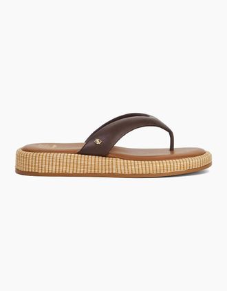 Dune London Womens Lo Laike Textured Toe Post Sandals - Brown - Size: 5