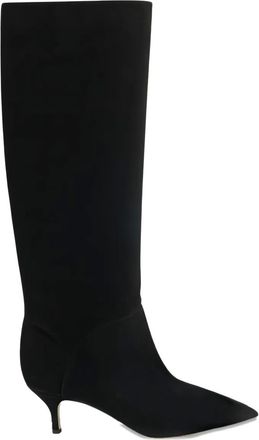 Casadei pointed flat knee-high boots - Black