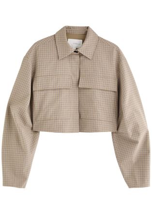 Clea Massimo Checked Cotton-blend Jacket - Beige - XS (UK6 / XS)