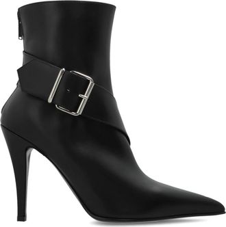 Alexander McQueen Heron hak enkellaarzen - Dames - Laarzen met Hak - Zwart - 37 EU - Leer - Schoenen