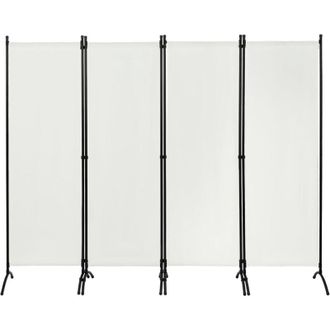Woltu Paravento da Interno, a 4 Pannelli con Telaio in Metallo e Supporto, Pannelli Divisori per Interni per Casa e Ufficio, 224x182cm, grigio scuro