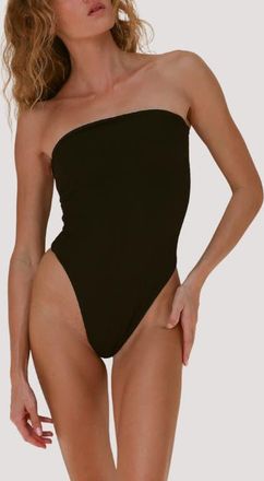 Stone Fox Swim Paola Macram&eacute; Strapless One-Piece Swimsuit in Stone Ripple at Nordstrom, Size X-Large