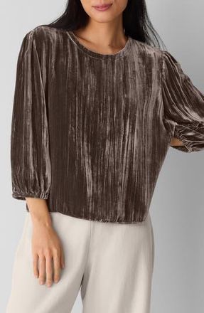 Eileen Fisher Bubble Sleeve Velvet Top in Rye at Nordstrom Rack, Size X-Large