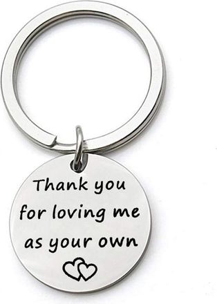 Generic Thank You for Loving Me As Your Own Keychain Letters Tag Pendant Key Ring Chains for Gifts Cost-effective and Durable, 2.5x2.5cm, other gemstones, Sil