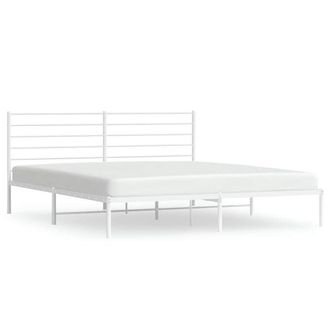 Berkfield Home Metal Bed Frame with Headboard White 200x200 cm