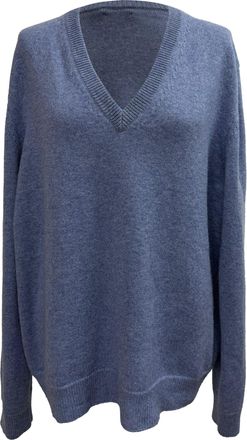 Celine Pre-owned Mens V-Neck Sweater in Blue Cashmere - Size X-Large