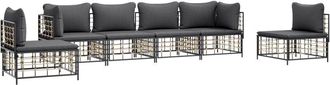 vidaXL Juego De Muebles De Jard&iacute;n 6 Pzas Y Cojines Rat&aacute;n Pe Antracita Vidaxl