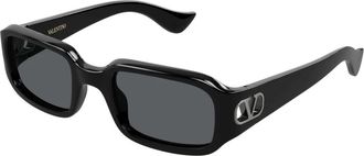 Valentino Sunglasses, female, Black, Size: 53 MM Rectangle Sunglasses