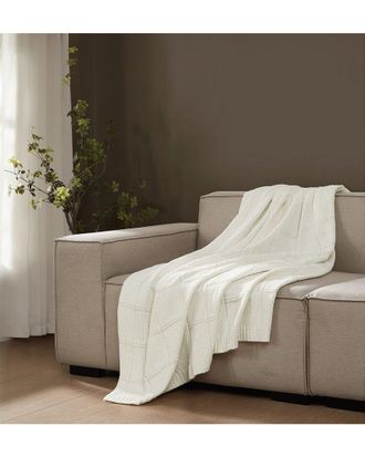 Brooklyn Loom Chenille Grid Knit Throw