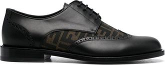 Fendi FF- pattern leather derby shoes - men - Calf Leather/Calf Leather/Calf Leather/Fabric - 40 - Black
