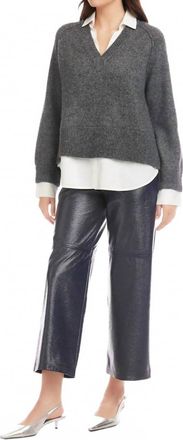 Fifteen Twenty Carrie Mixed Media Sweater In Black