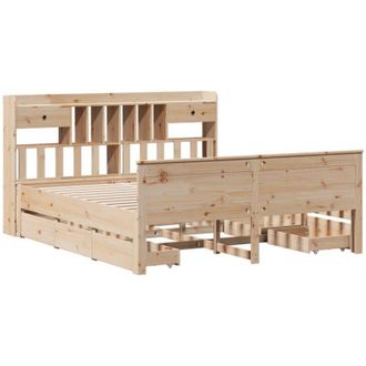 vidaXL Vidaxl - Cama Con Estanter&iacute;a Sin Colch&oacute;n Madera Maciza De Pino 180x200cm