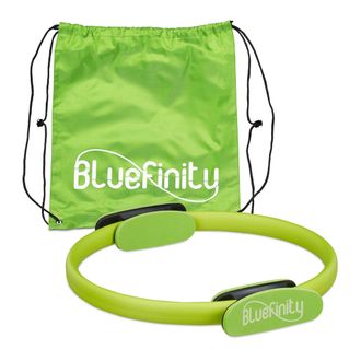 Relaxdays 2 Aros Pilates Con Ejercicios, Agarraderas, Acolchado, Anillo Resistencia, Yoga, Fibra Vidrio, &Oslash; 37cm, Verde