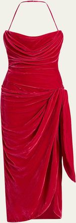 Cinq &agrave; Sept Noah Draped Velvet Dress