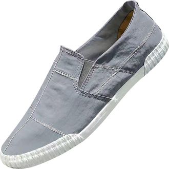 Generic Mens Canvas Breathable Loafer Low-Top Canvas Shoes Outdoor Casual Hiking Shoes Flat Slip On Slippers Trainers Hands-Free Comfortable Walking Shoes Sof