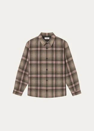 Frame Denim Mens Wool and Nylon Maxi-Plaid Overshirt