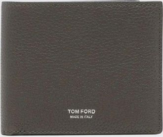 Tom Ford Portafoglio bifold in pelle di vitello con tasca per banconote e logo