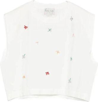 Forte_Forte Petites Fleurs Embroidery Top - Dames - Tops zonder mouwen - Wit - M - Tops