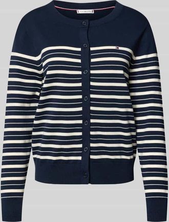 Tommy Hilfiger Regular Fit Strickjacke aus Baumwoll-Mix in Marine, Größe XL