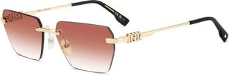 Dsquared2 Rechthoekige Gouden Zonnebril - Heren - Zonnebrillen - Geel - 58 MM - Accessoires