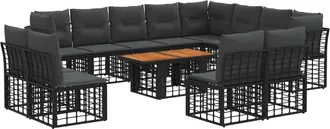 vidaXL Conjunto De Sof&aacute;s De Jard&iacute;n 13 Uds. Negro Y Gris Oscuro Vidaxl