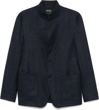Ermenegildo Zegna Jassen, Heren, Blauw, L, Linnen, Luxe Kasjmier Zijde Linnen Jas