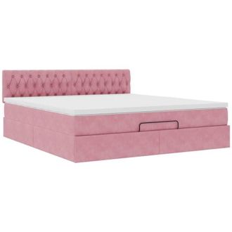vidaXL Estructura Cama Otomana Con Colch&oacute;n Terciopelo Rosa 180x200 Cm Vidaxl