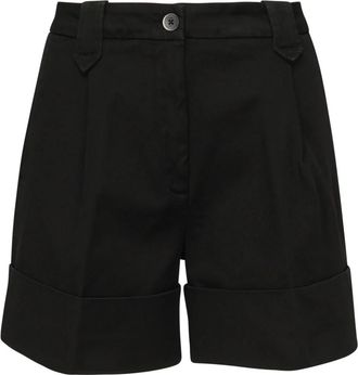 Fay Zwarte Bermuda Shorts met Metalen Details - Dames - Korte Broeken - Zwart - W26 - Katoen - Korte Broeken