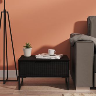 Lewis's Fluted 1 Drawer Wide Side Table in Black Ash - Ready Assembled - Lewiss Home | TJ Hughes