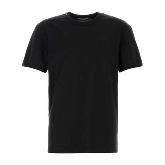 Dolce & Gabbana T-Shirts, male, Black, Size: S Patch-detail T-shirt