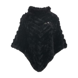 Liu Jo Capes, female, Black, Size: ONE SIZE Luxurious Chevron Pattern Cape Aw25