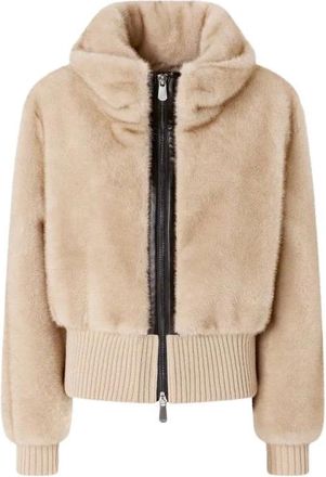 Pinko Pinko, Jassen, Dames, Beige, XS, Polyester, Bagels Faux Fur Bomberjack