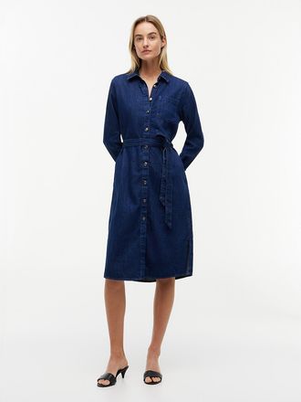 Tommy Hilfiger Womens Denim Belted Shirtdress - Blue - XXL