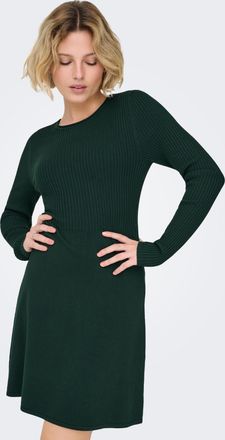 Only Minikleid ONLY ONLMISTY LIFE LS O-NECK RIB DRES EX KNT, Damen, Gr. XL, N-Gr, pine grove, Rippstrick, Obermaterial: 70% Viskose, 30% Nylon, unifarben, 