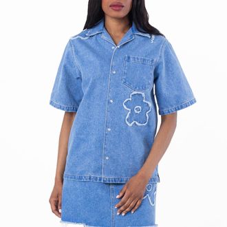 Marni Short Sleeve Denim Shirt, Brand Size 38 (US Size 6)