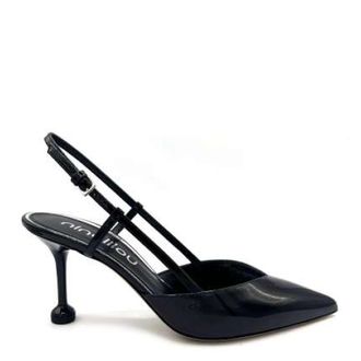 Ninalilou Pumps, female, Black, Size: 7 US Black Patent Leather Slingback Heels