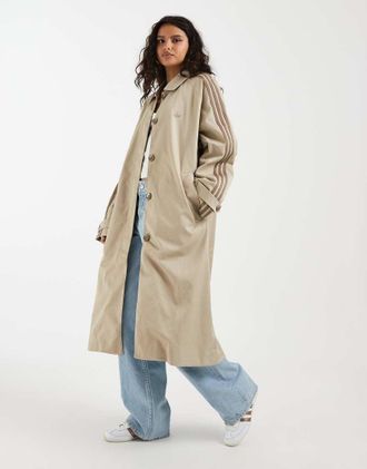 adidas Originals trench classico in kaki chiaro-Verde