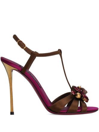 Dolce & Gabbana Keira 2.0 sandals - women - Viscose/Silk/Goat Skin/Viscose/Silk/Calf Leather - 36.5 - Brown