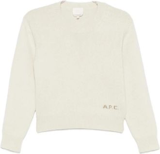 A.P.C. Geribbelde Trui met Ronde Hals - Dames - Ronde hals truien - Beige - XS - Truien & Vesten