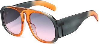 Generic Mens And Womens Personalized Large Frame Beach Vacation Sunglasses Outdoor UV400 Sports Photo Shooting Sun Glasses(Orange)