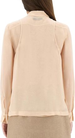 Fendi Embroidered Silk Georgette Shirt - Pink