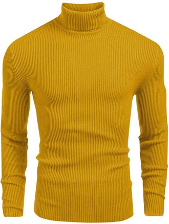 Generic RLEHJN Polos Roll Neck Jumpers for Men, Mens Turtle Neck Knitted Jumper Winter Causal Turtleneck Sweater Ribbed Long Sleeve Tops Slim Fit Plain Pullov