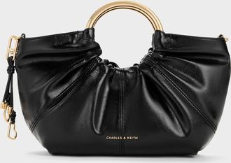 Charles & Keith Ciara Ruched Metal Top Handle Bag