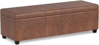 Simpli Home Avalon 54In Contemporary Rectangle Extra Large Storage Ottoman Bench