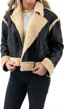 Olivaceous Womens Sherpa And Faux Suede Jacket In Black