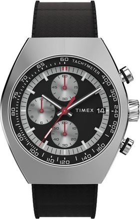 Timex Legacy Tonneau Chronograph Synthetic Rubber Strap Watch, 42mm in Black at Nordstrom