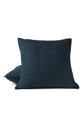 Coyuchi Hand Stitched Organic Cotton Euro Sham in Midnight Indigo at Nordstrom