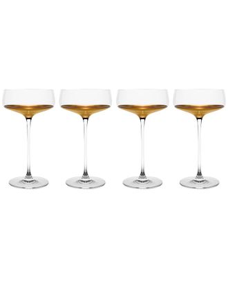 Barski European Handmade Crystalline Champagne Saucer Glasses Set Of 4